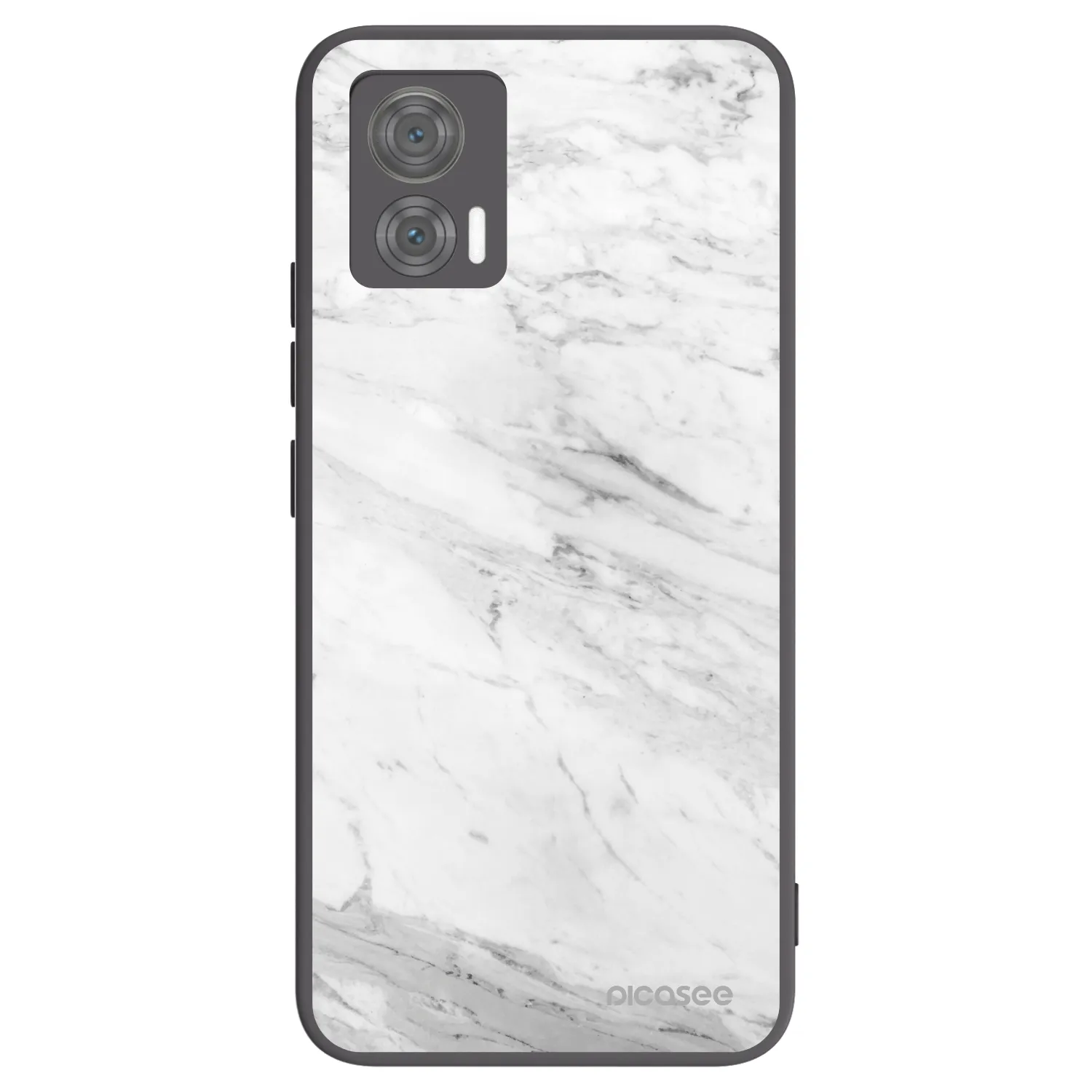 Picasee Motorola Edge 30 Neo Hülle - Schwarzes Silikon - White marble