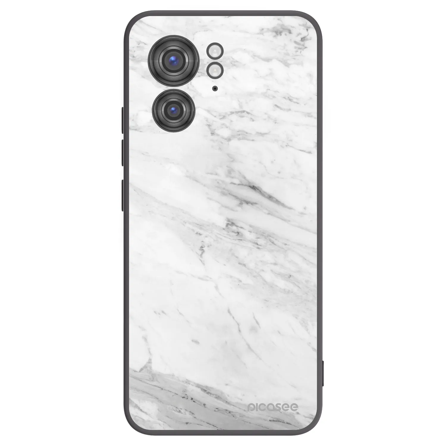 Picasee Motorola Edge 40 Hülle - Schwarzes Silikon - White marble