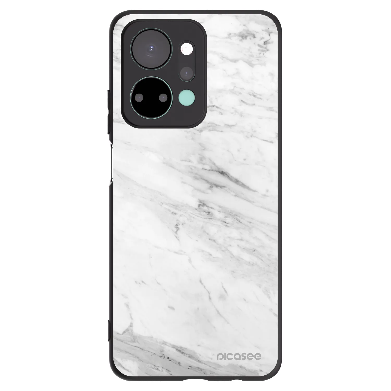 Picasee Honor X7a Hülle - Schwarzes Silikon - White marble