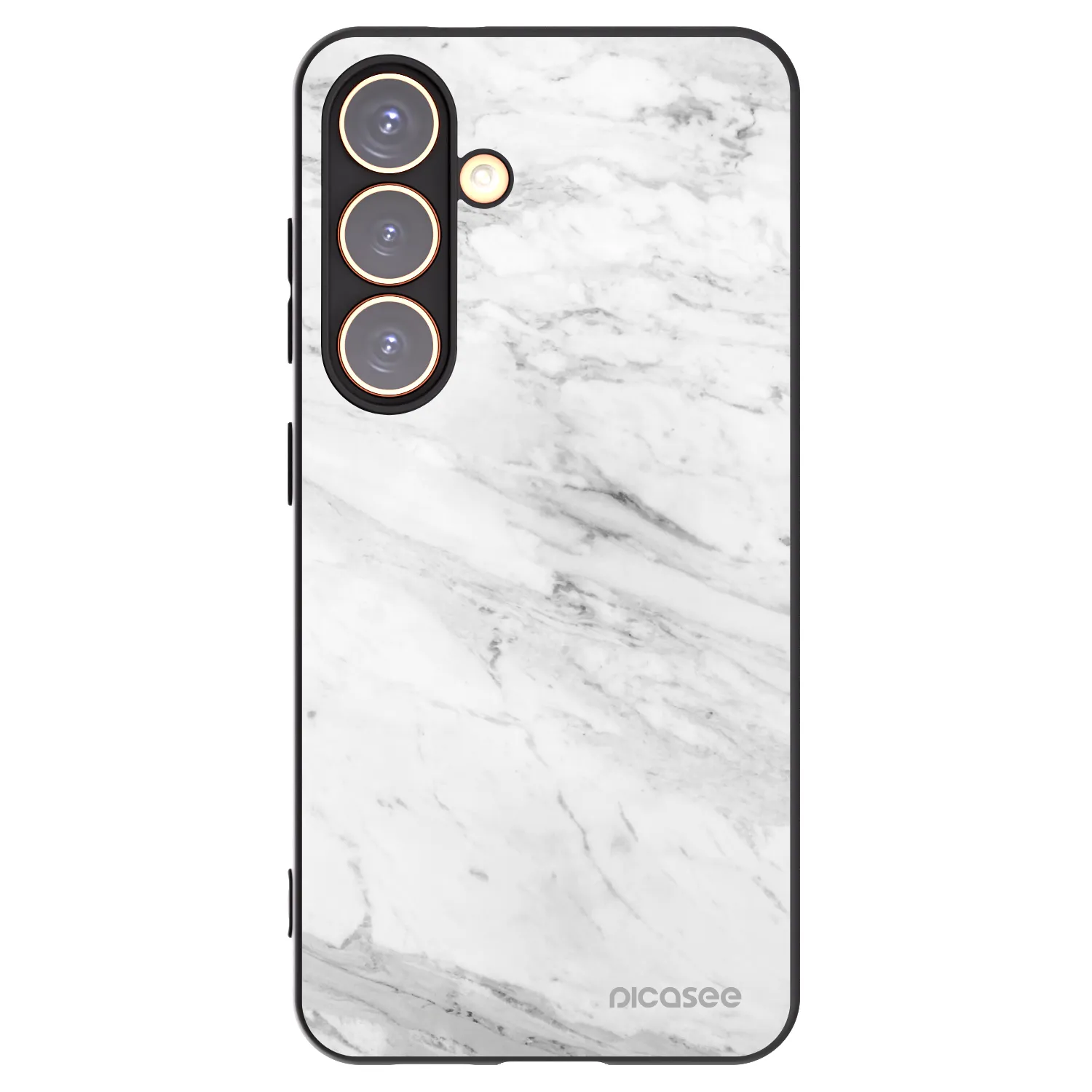 Picasee Samsung Galaxy S24 S921B 5G Hülle - Schwarzes Silikon - White marble