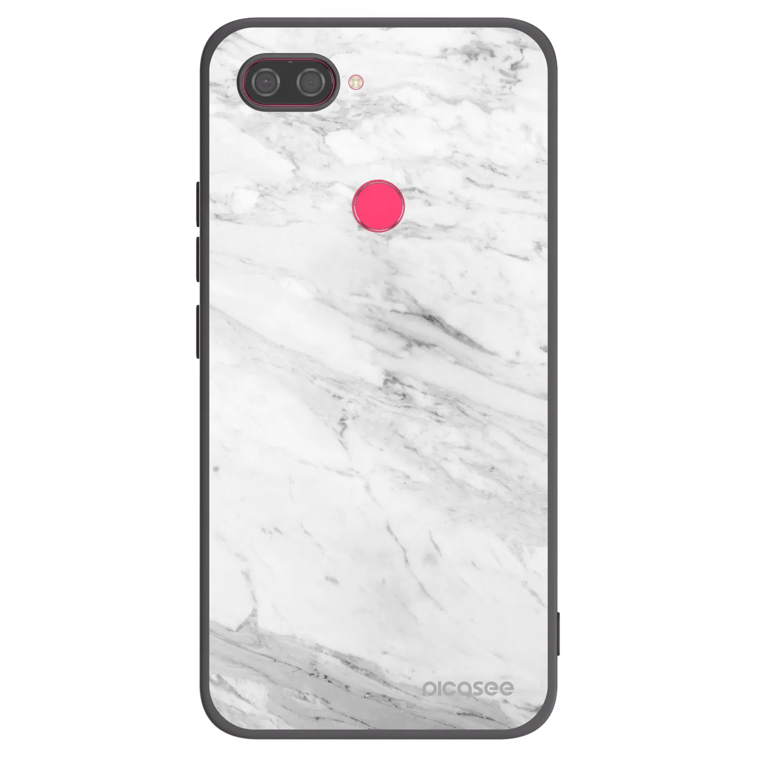 Picasee Xiaomi Mi 8 Lite Hülle - Schwarzes Silikon - White marble