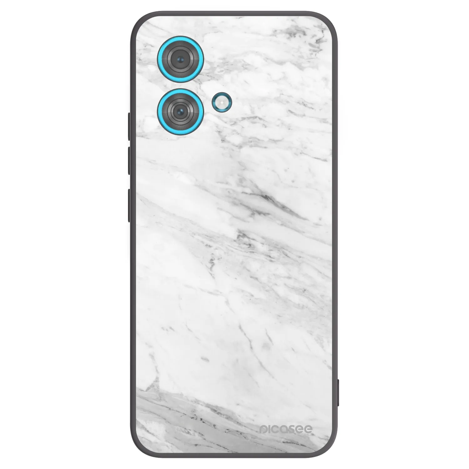 Picasee Motorola Edge 40 Neo Hülle - Schwarzes Silikon - White marble