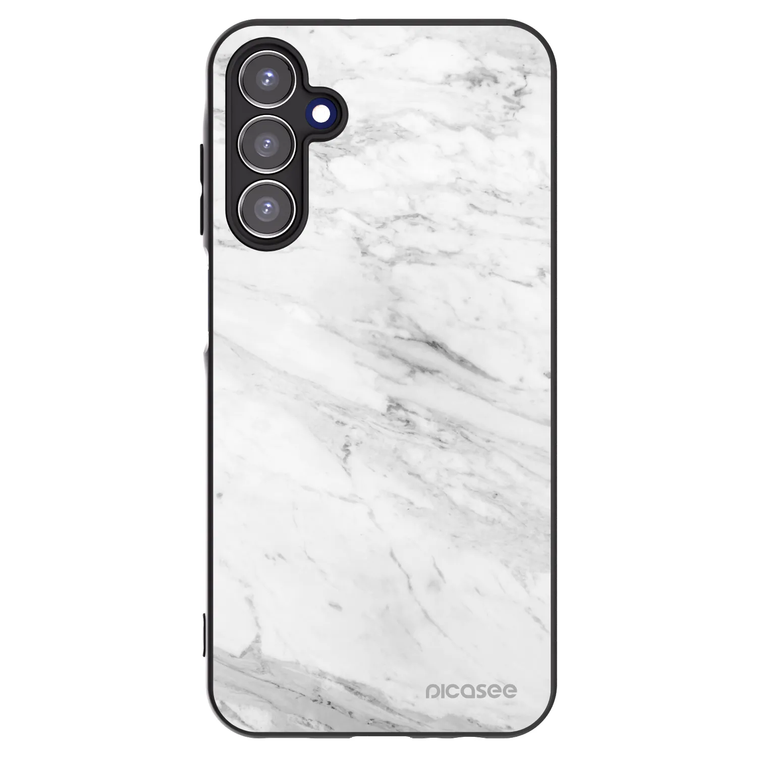 Picasee Samsung Galaxy A15 A156B 5G Hülle - Schwarzes Silikon - White marble