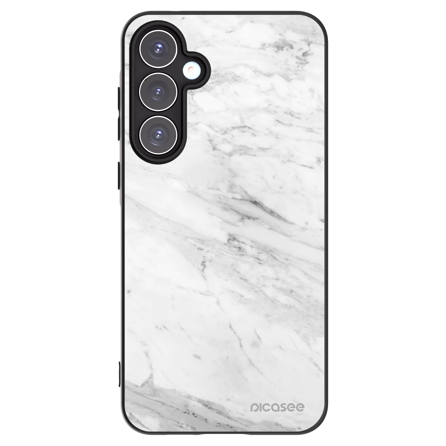 Picasee Samsung Galaxy A55 5G A556B Hülle - Schwarzes Silikon - White marble