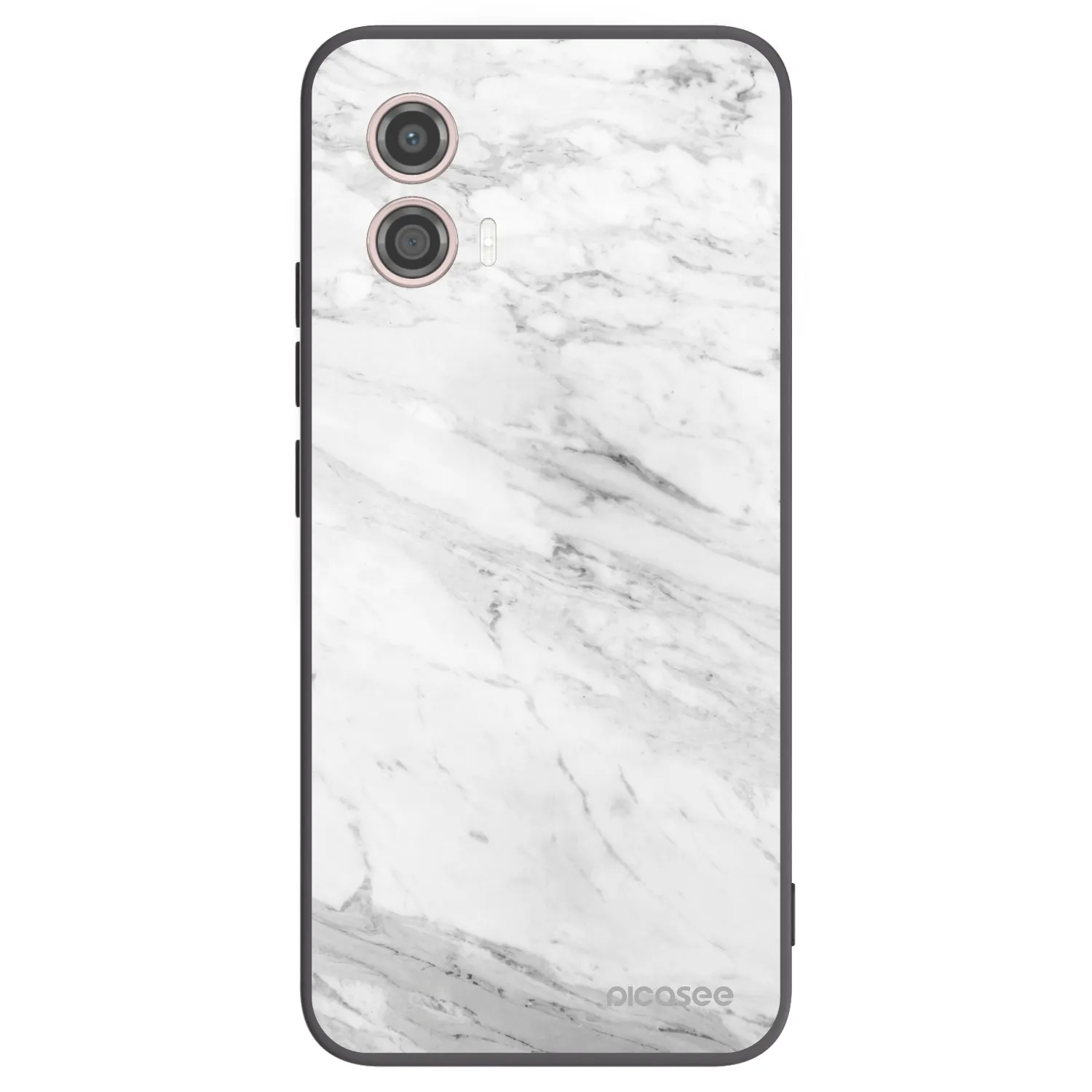 Picasee Motorola Moto G53 5G Hülle - Schwarzes Silikon - White marble