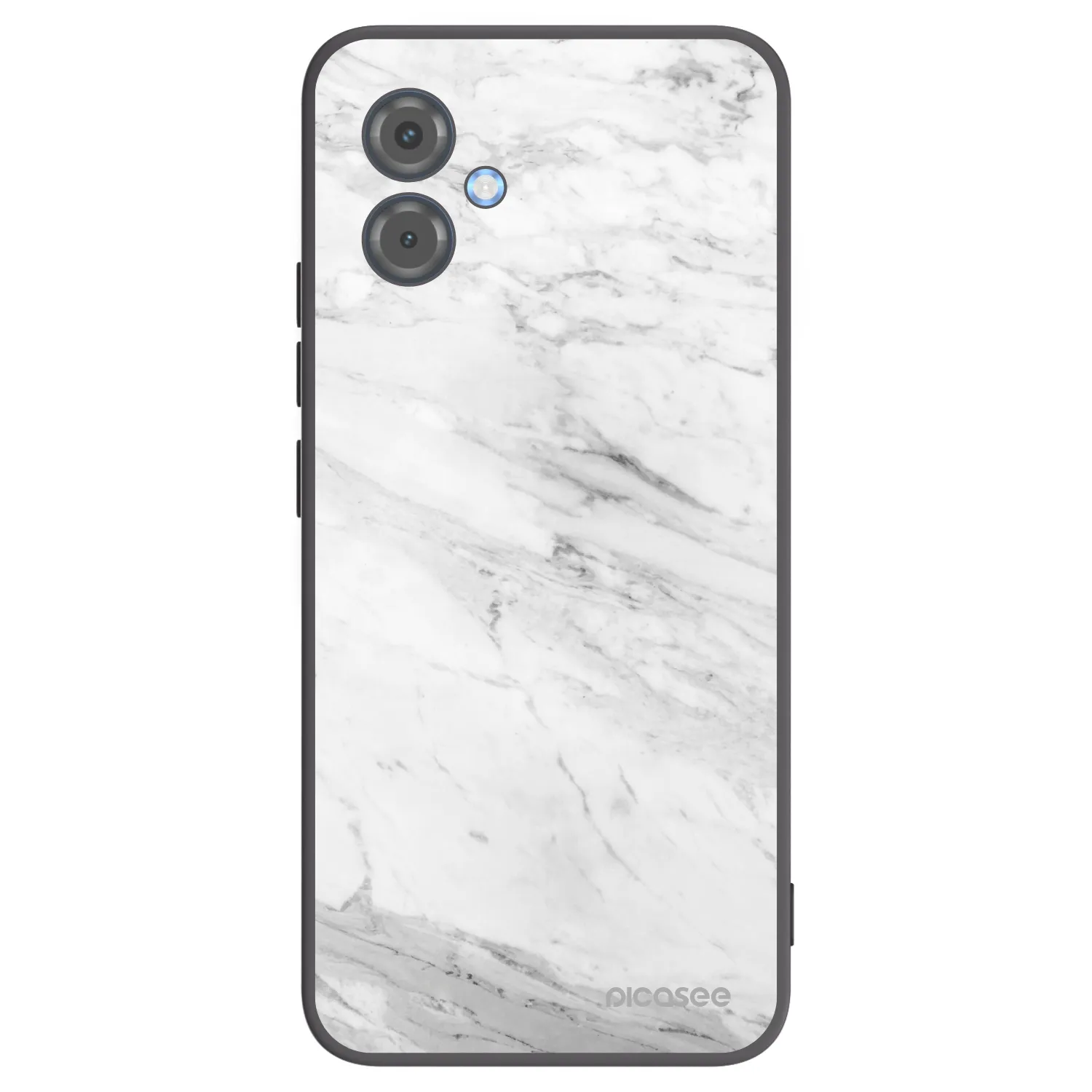 Picasee Motorola Moto G14 Hülle - Schwarzes Silikon - White marble