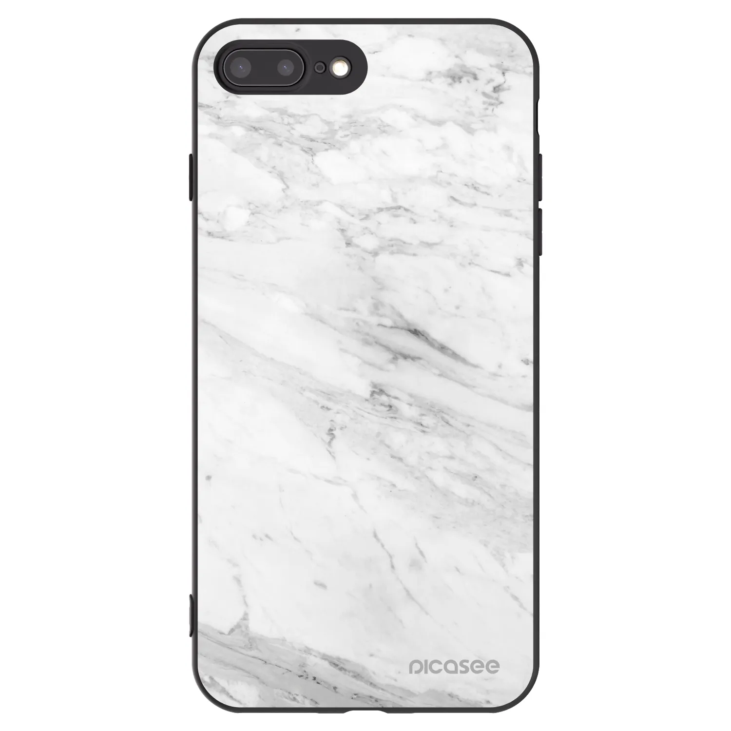 Picasee Apple iPhone 7 Plus Hülle - Schwarzes Silikon - White marble