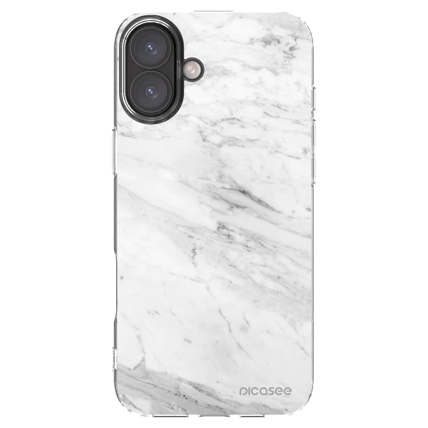Picasee Apple iPhone 16 Plus Hülle - Transparentes Silikon - White marble