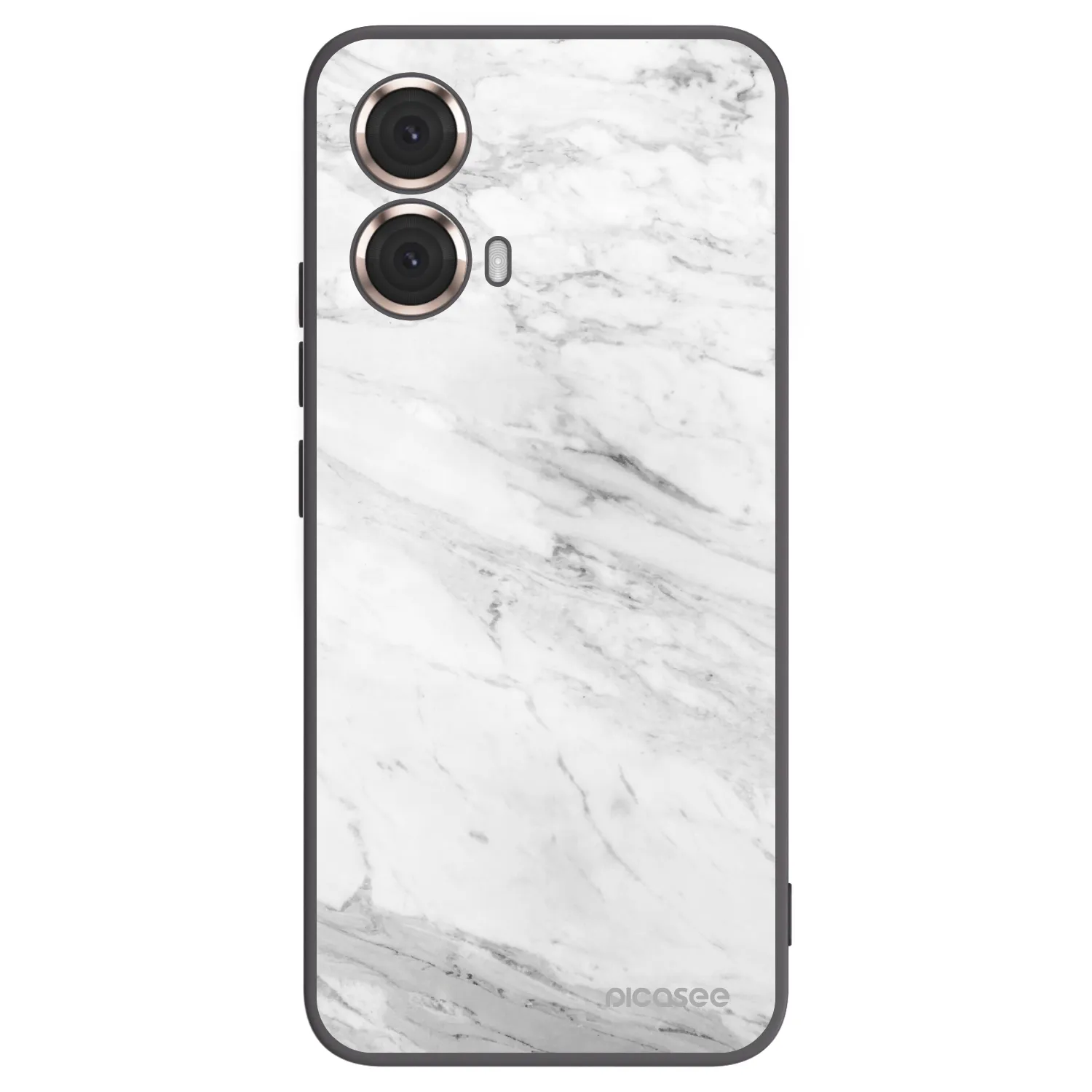 Picasee Motorola Moto G85 Hülle - Schwarzes Silikon - White marble