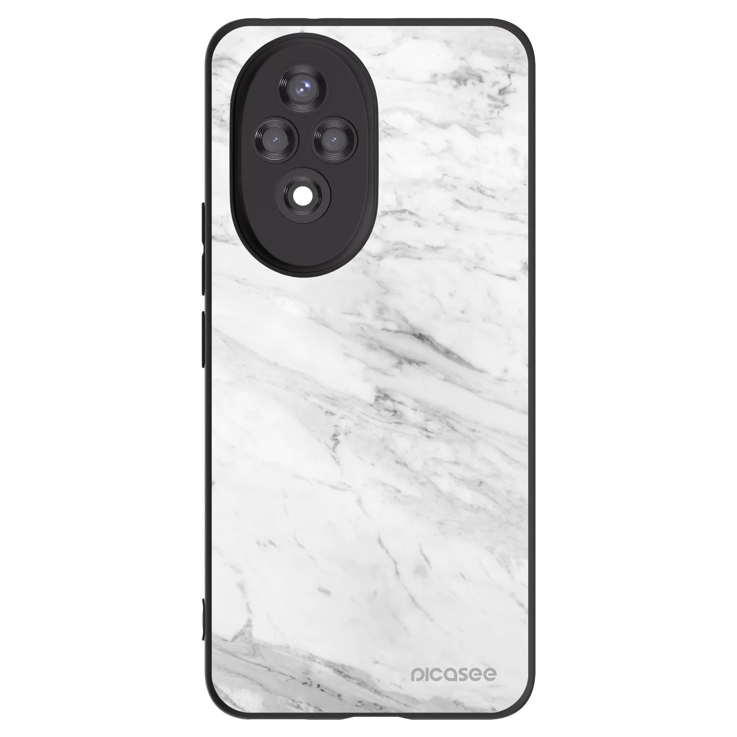 Picasee Honor 200 Pro 5G Hülle - Schwarzes Silikon - White marble