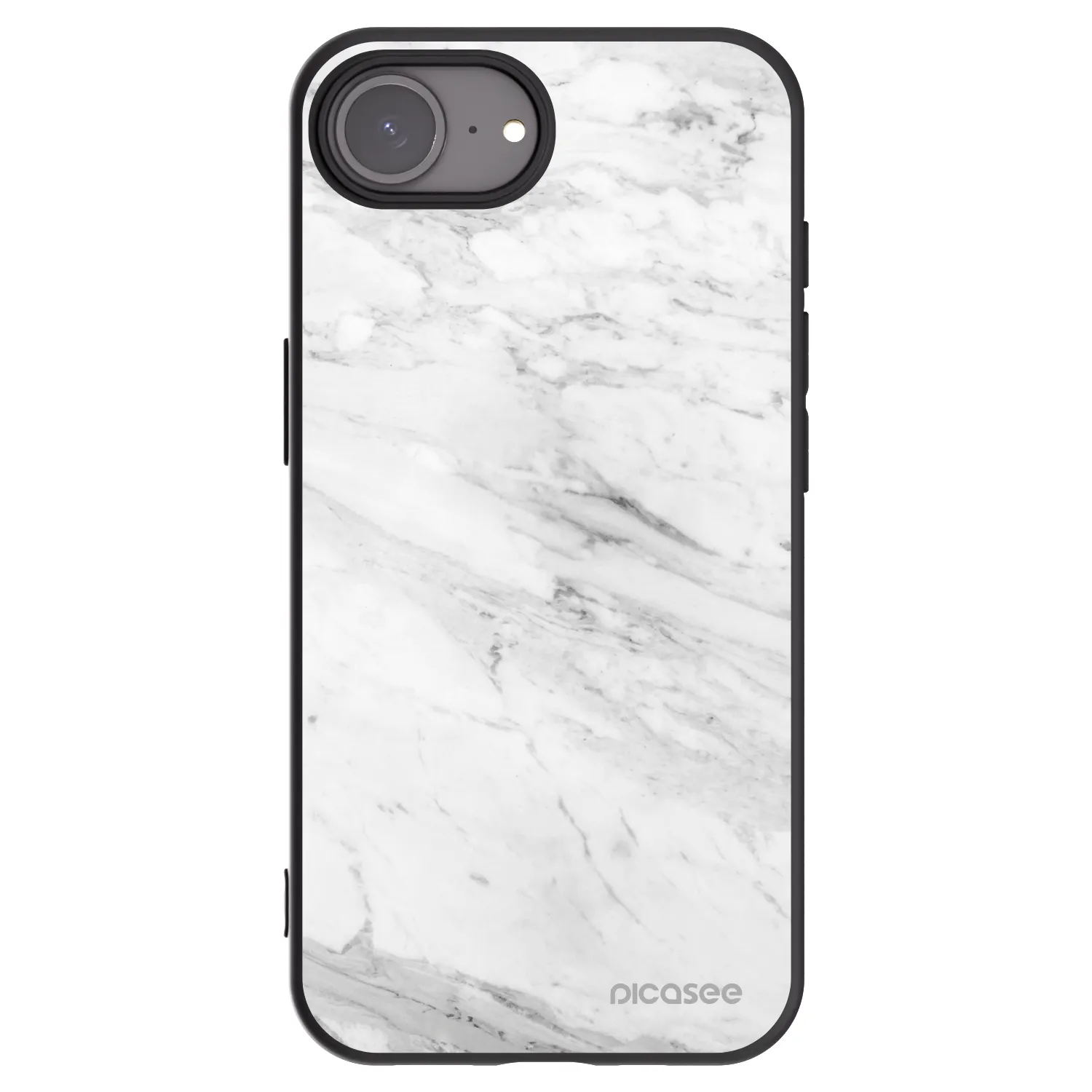 Picasee Apple iPhone 16e Hülle - Schwarzes Silikon - White marble
