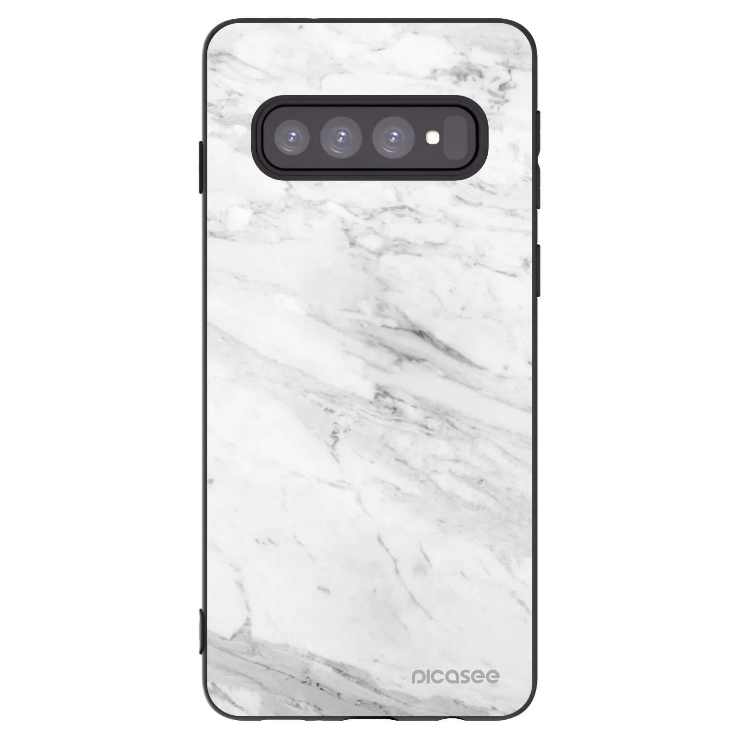 Picasee Samsung Galaxy S10 G973 Hülle - Schwarzes Silikon - White marble