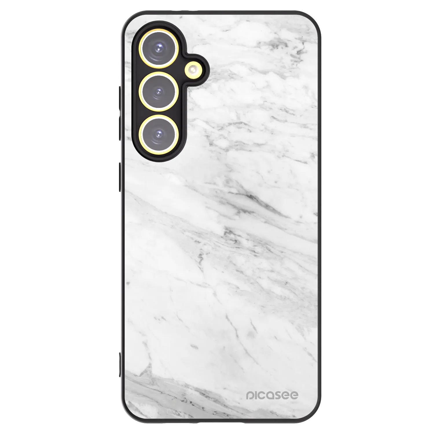 Picasee Samsung Galaxy S24 FE S721B Hülle - Schwarzes Silikon - White marble