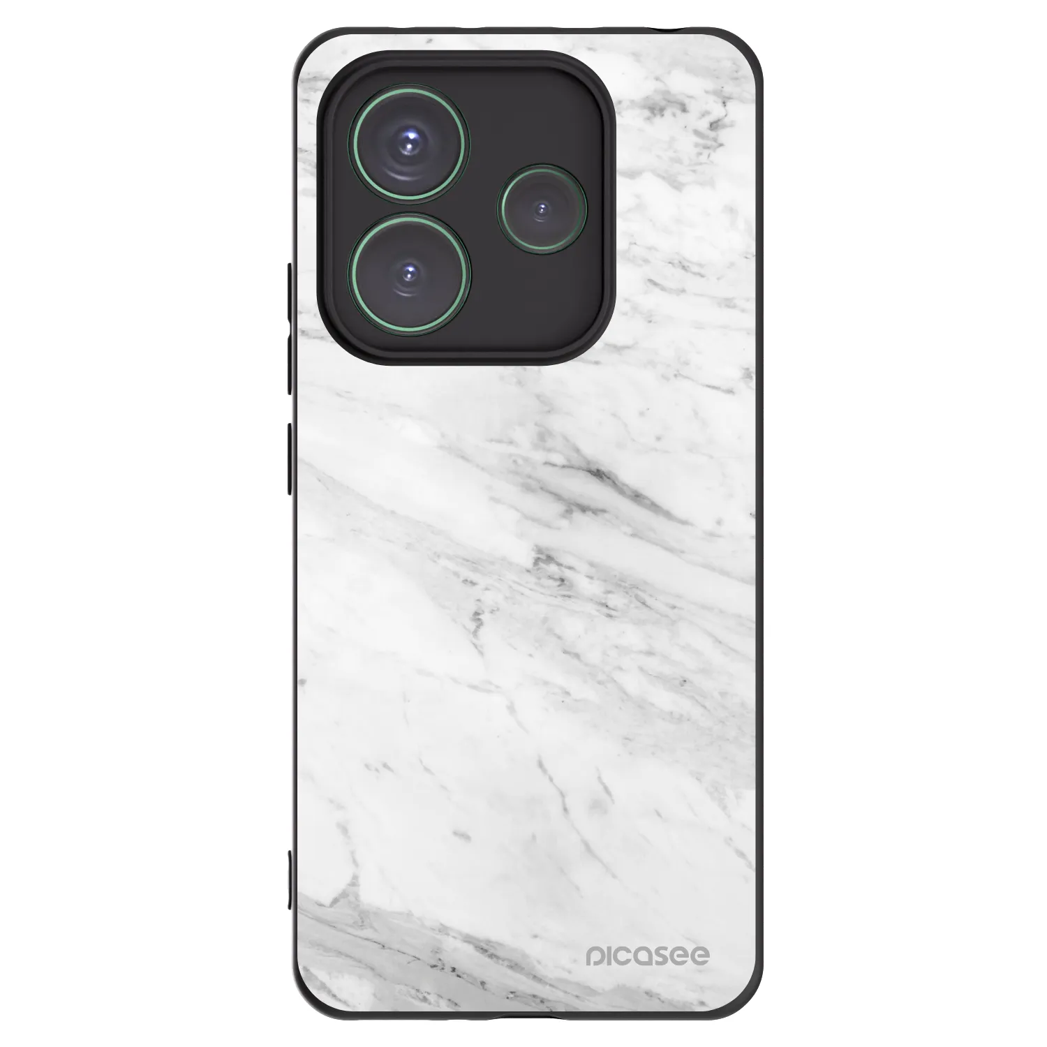 Picasee Xiaomi Redmi Note 14 5G Hülle - Schwarzes Silikon - White marble