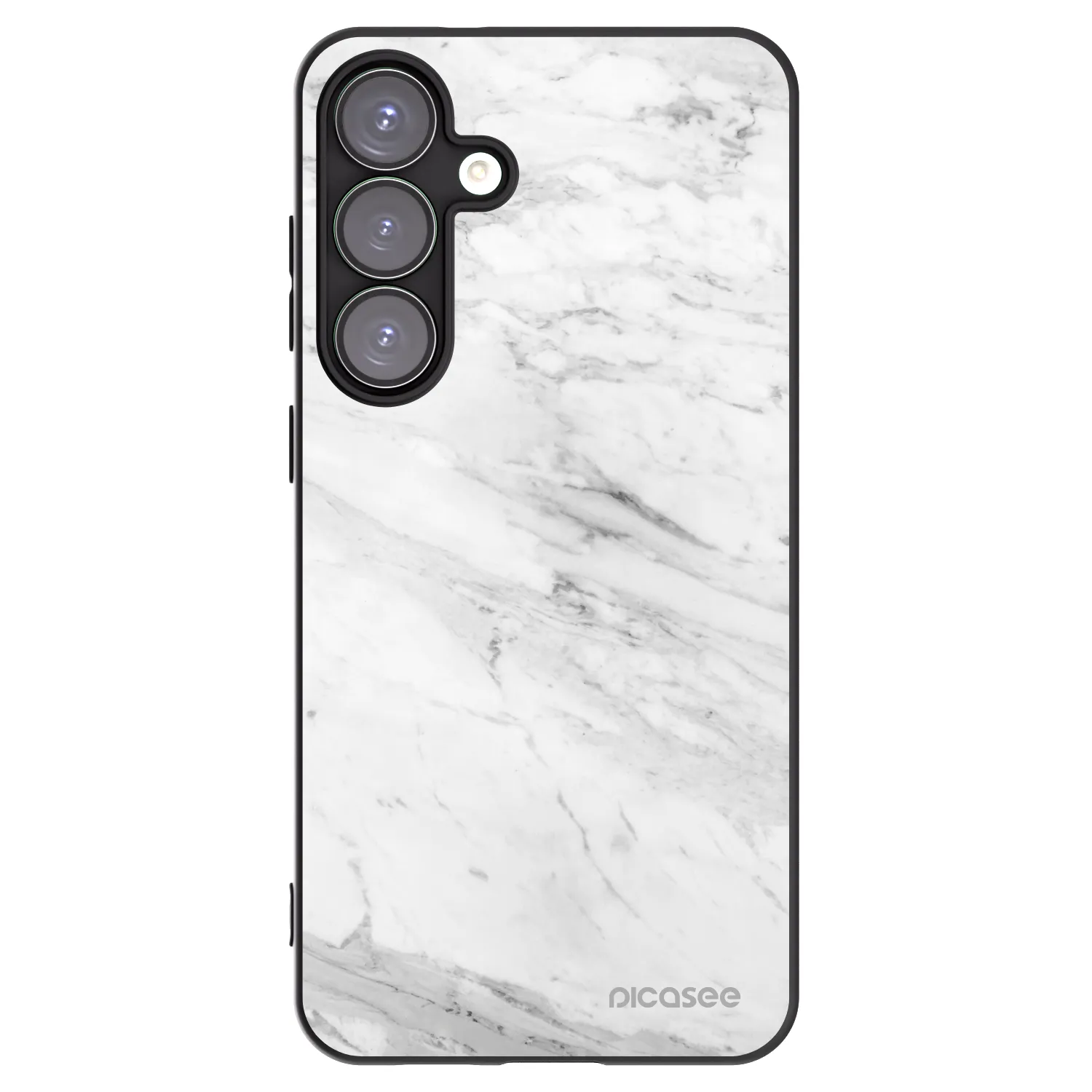 Picasee Samsung Galaxy S25+ 5G Hülle - Schwarzes Silikon - White marble