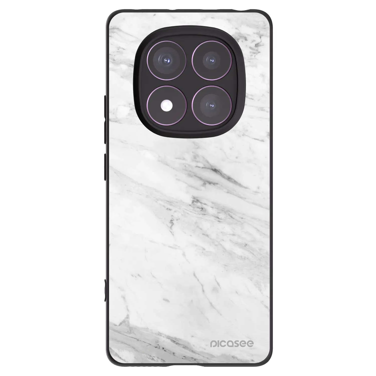 Picasee Xiaomi Redmi Note 14 Pro 4G Hülle - Schwarzes Silikon - White marble