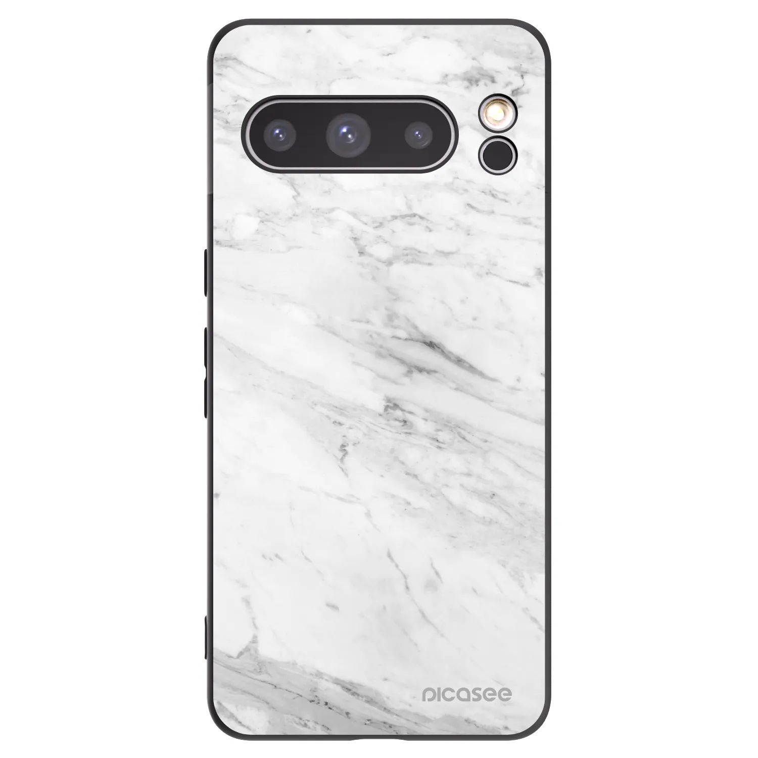 Picasee Google Pixel 8 Pro Hülle - Schwarzes Silikon - White marble
