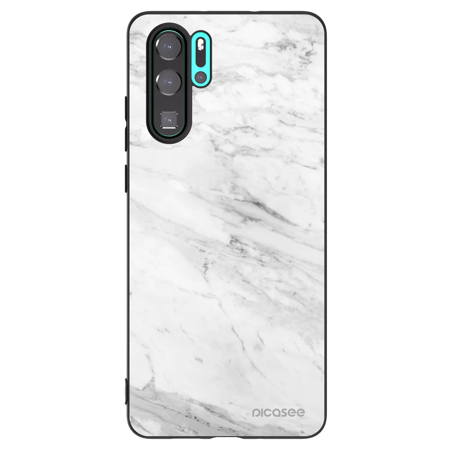 Picasee Huawei P30 Pro Hülle - Schwarzes Silikon - White marble