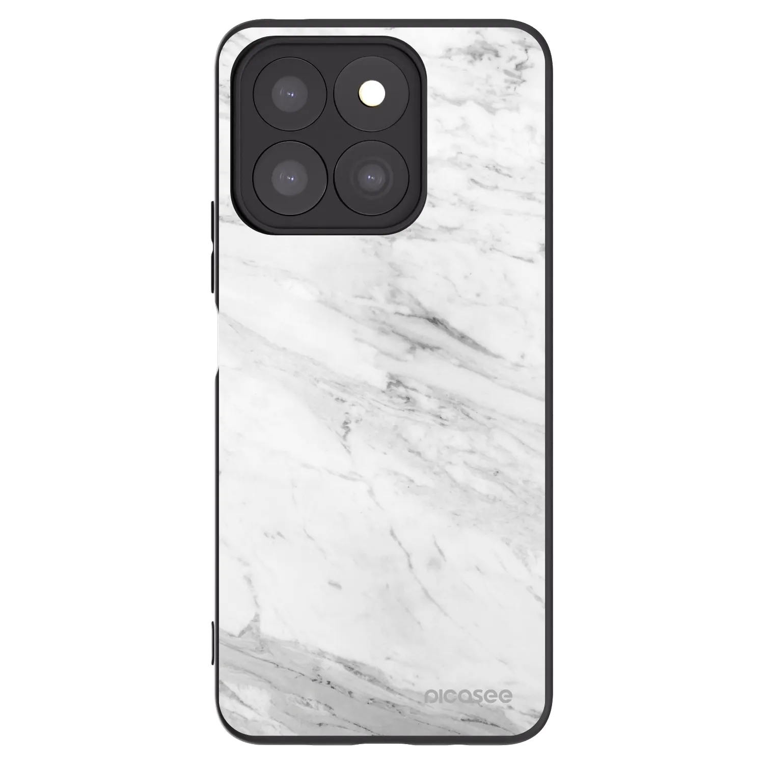 Picasee Honor X8c Hülle - Schwarzes Silikon - White marble