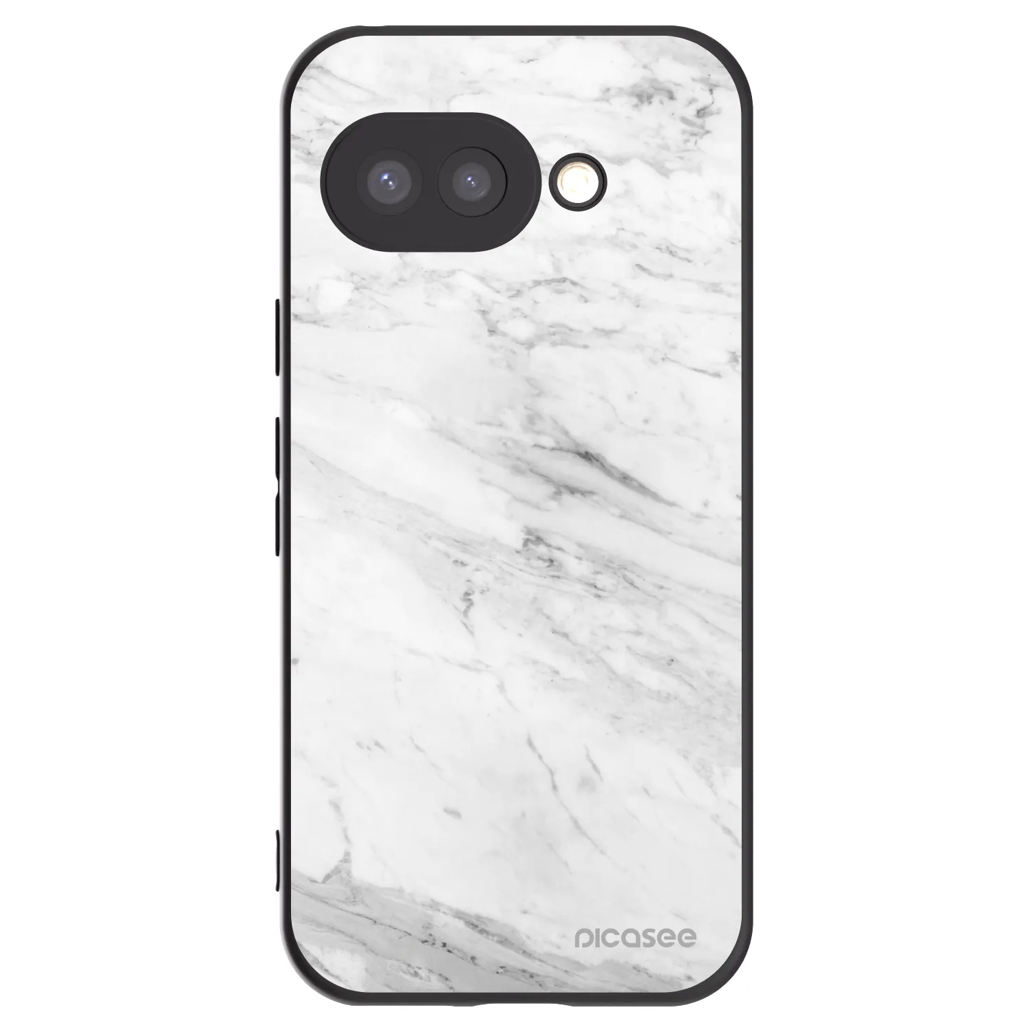 Picasee Google Pixel 9a Hülle - Schwarzes Silikon - White marble