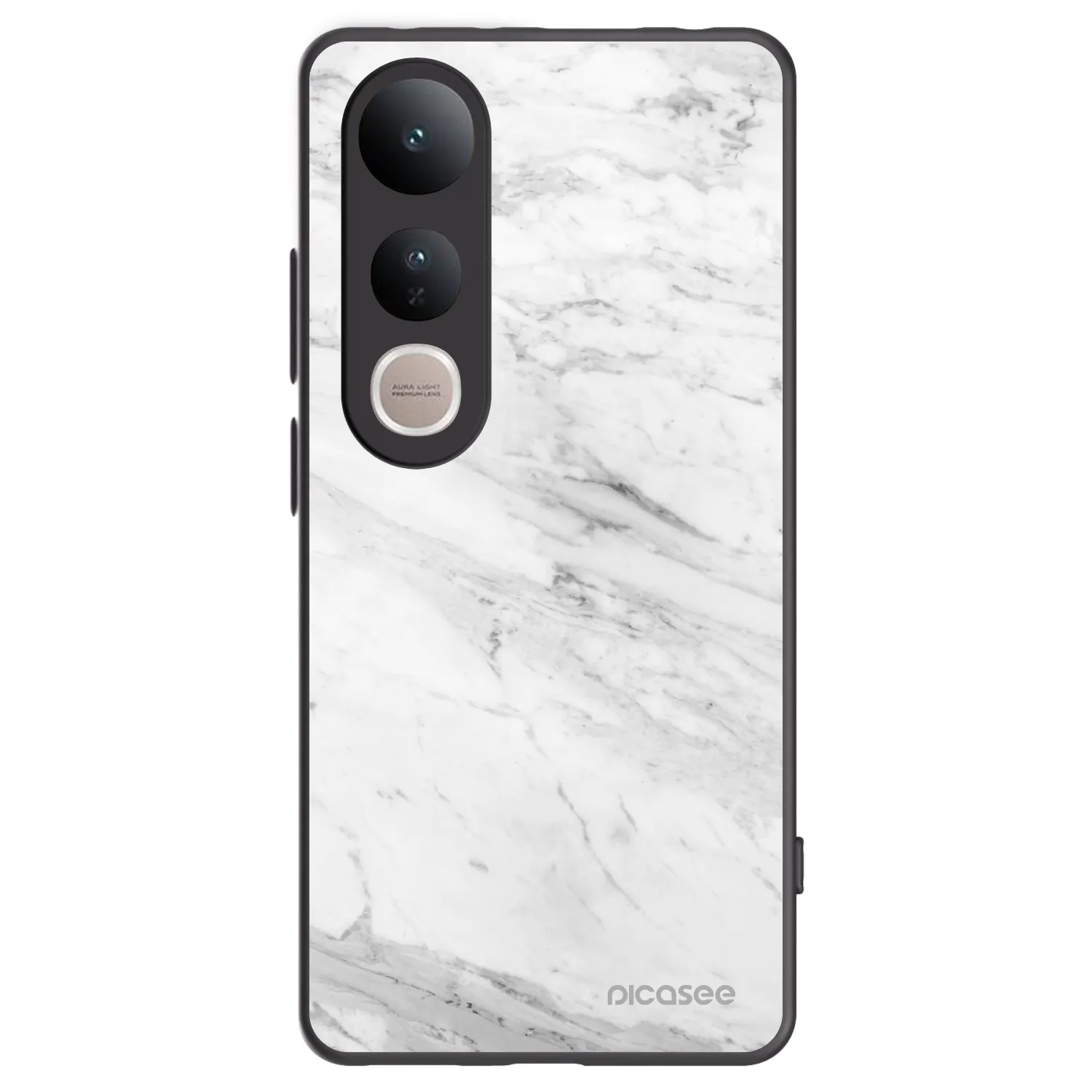 Picasee Vivo V50 Lite 5G Hülle - Schwarzes Silikon - White marble