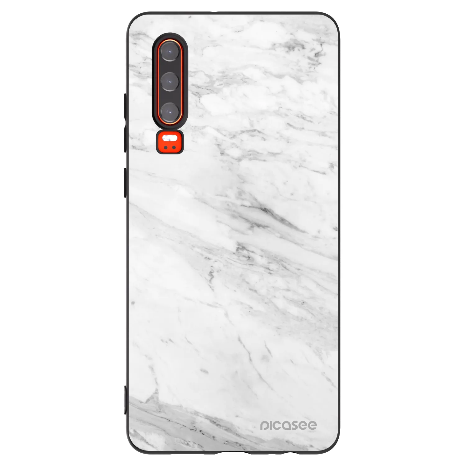 Picasee Huawei P30 Hülle - Schwarzes Silikon - White marble