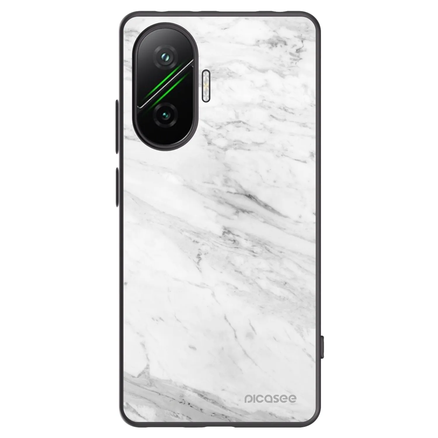 Picasee Xiaomi Poco F7 5G Hülle - Schwarzes Silikon - White marble