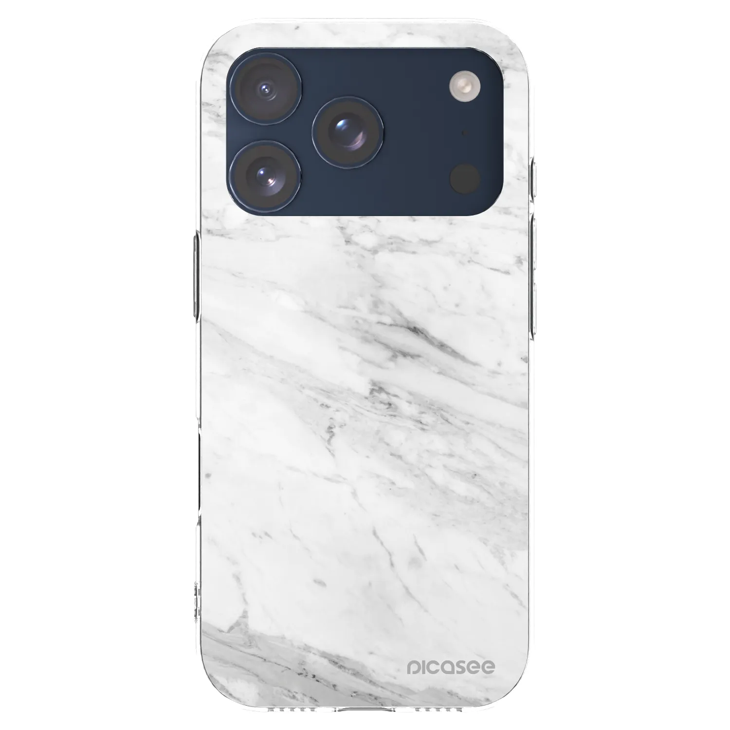 Picasee Apple iPhone 17 Pro Hülle - Transparentes Silikon - White marble