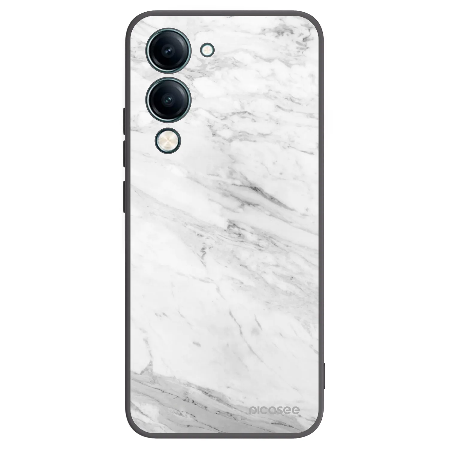 Picasee Vivo Y29s 5G Hülle - Schwarzes Silikon - White marble