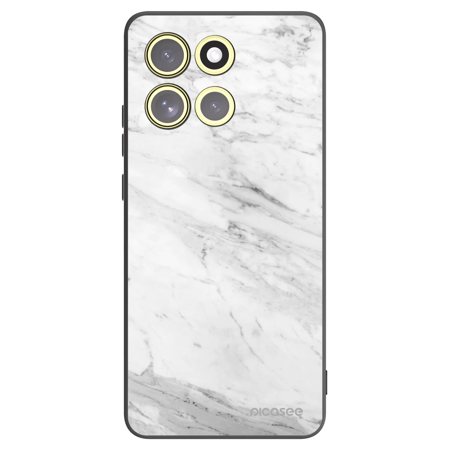 Picasee Motorola Moto G86 Power 5G Hülle - Schwarzes Silikon - White marble
