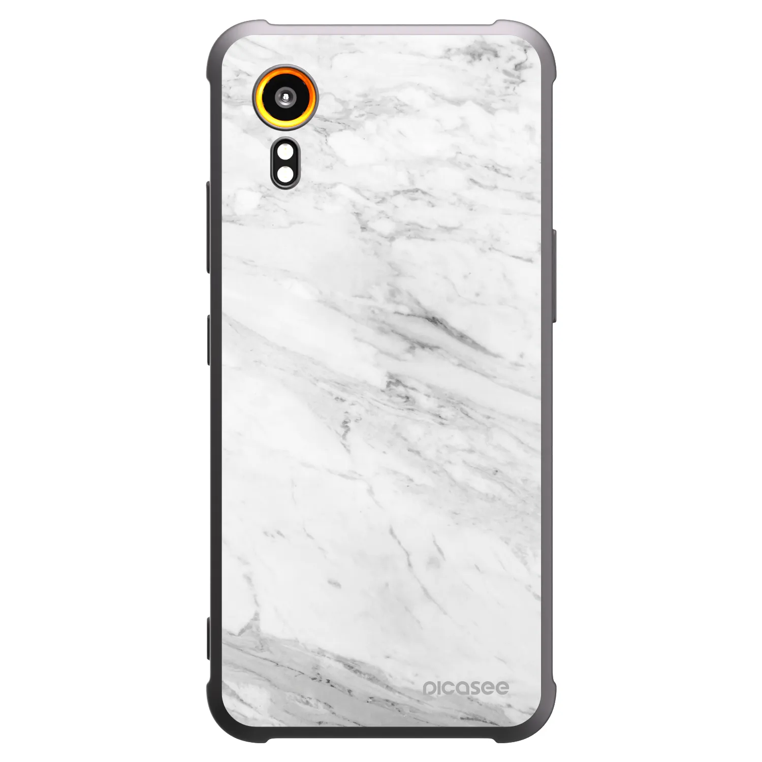 Picasee Samsung Galaxy Xcover 7 Hülle - Schwarzes Silikon - White marble