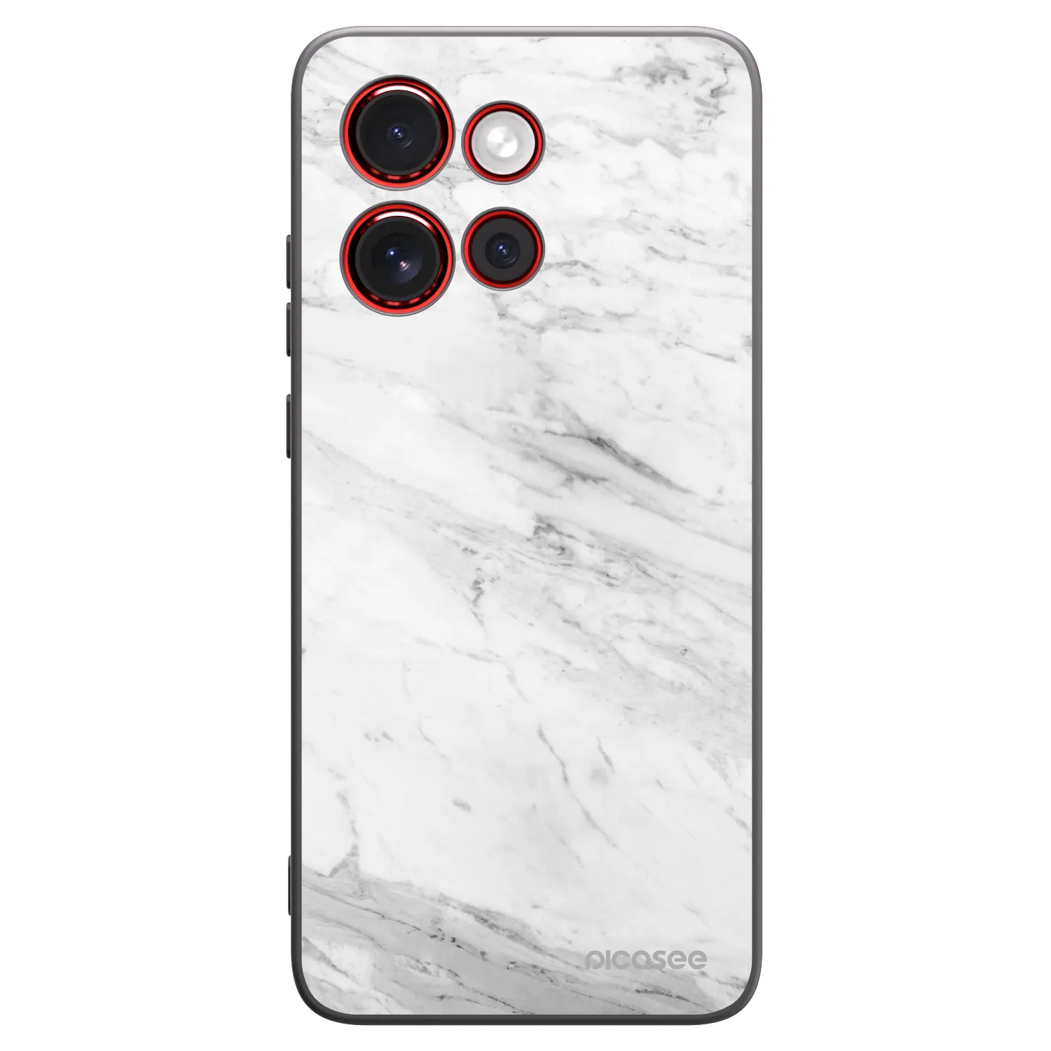 Picasee Motorola Edge 60 Neo 5G Hülle - Schwarzes Silikon - White marble