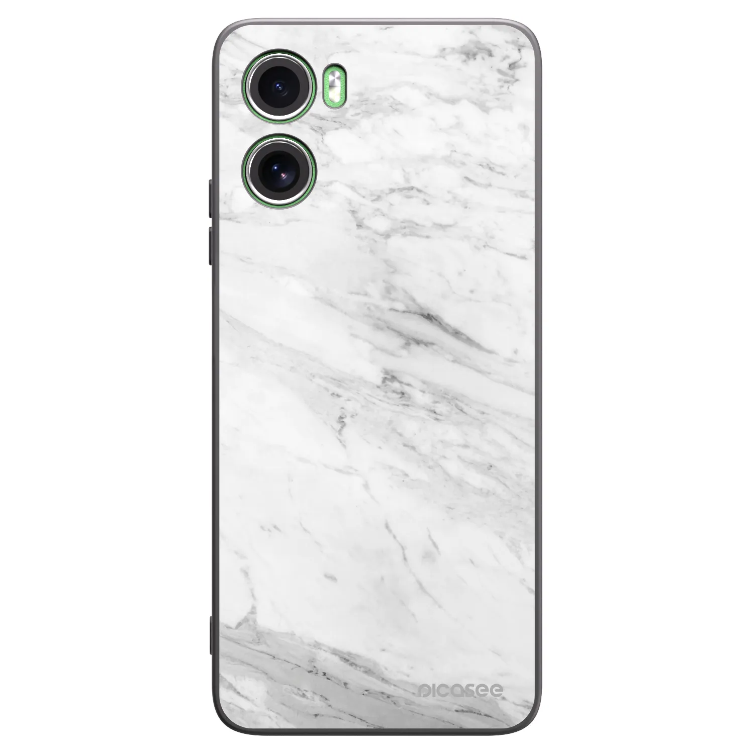 Picasee Motorola Moto G06 Hülle - Schwarzes Silikon - White marble