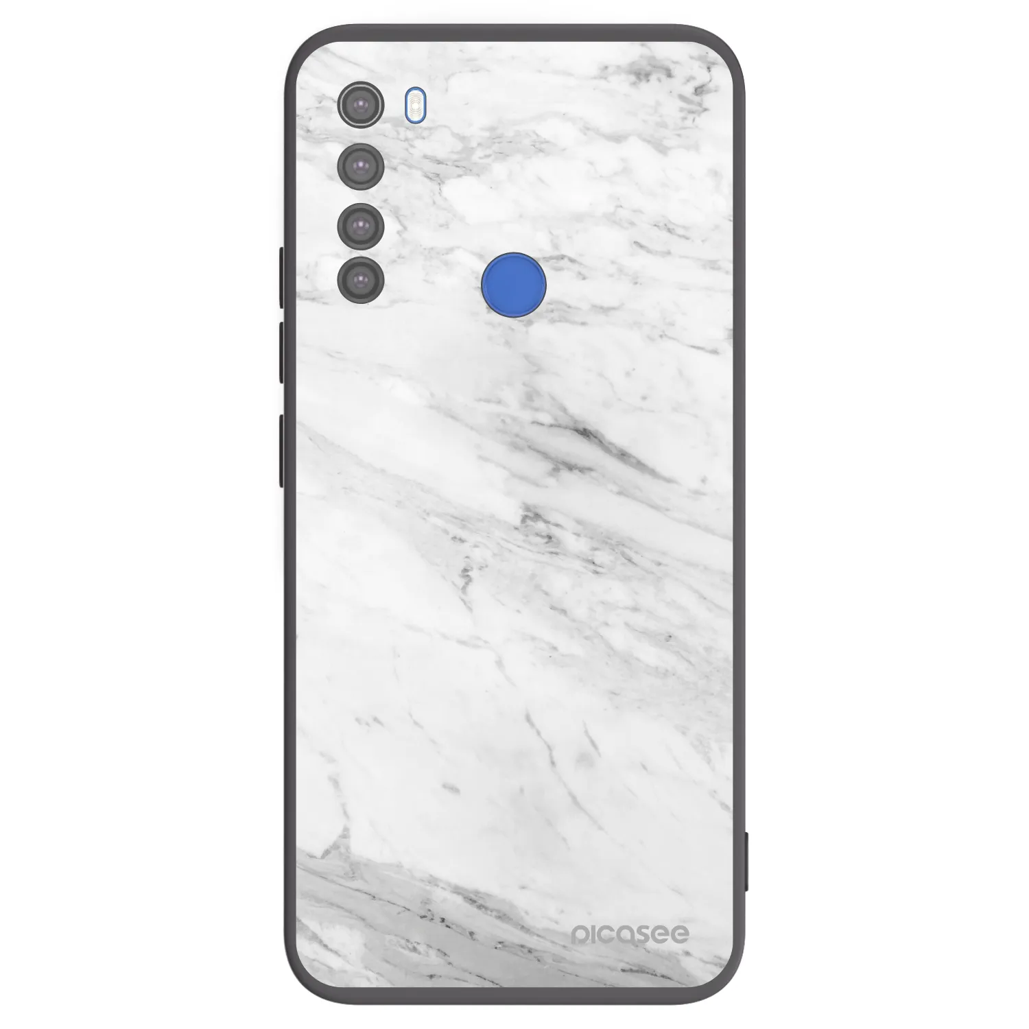 Picasee Xiaomi Redmi Note 8T Hülle - Schwarzes Silikon - White marble