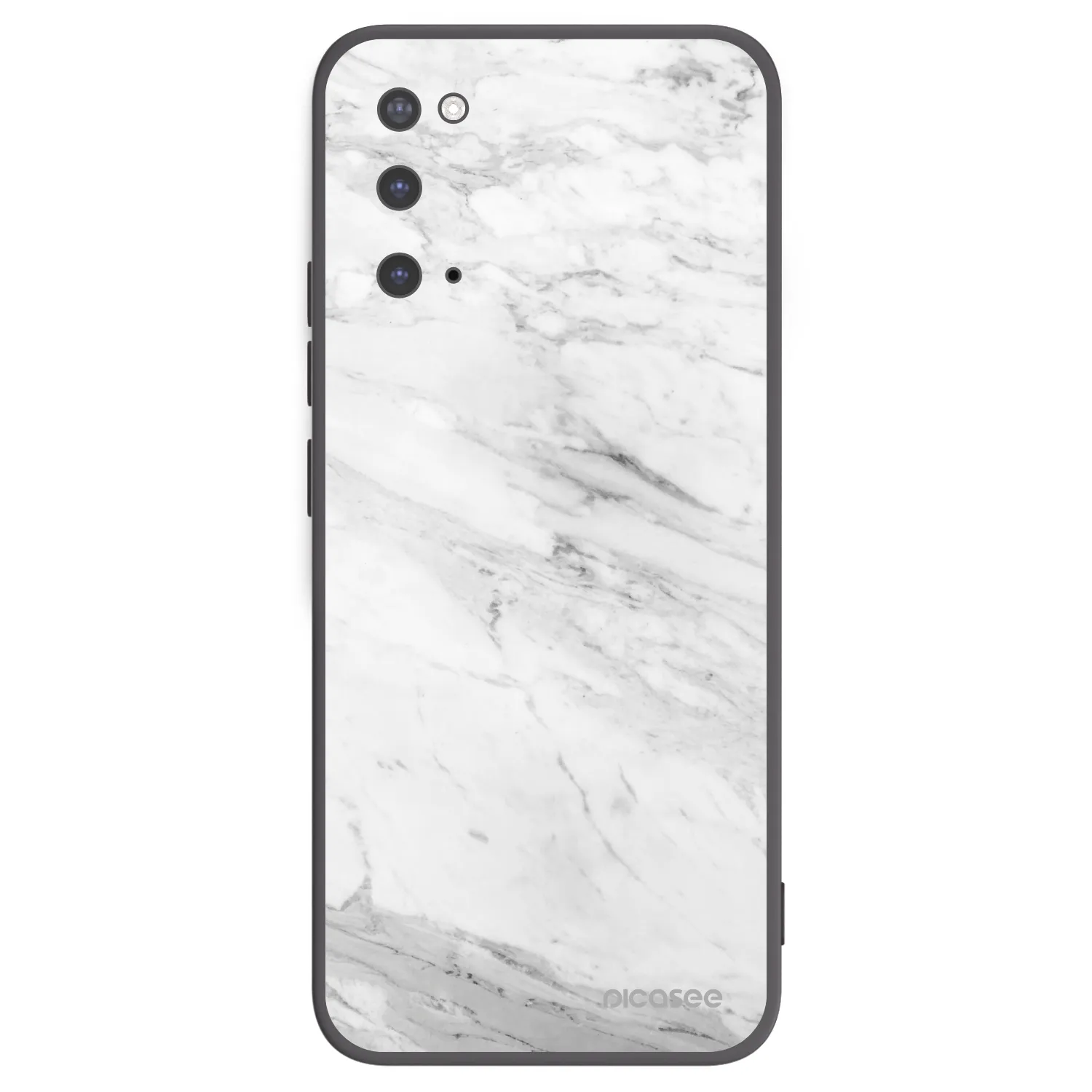 Picasee Samsung Galaxy S20 G980F Hülle - Schwarzes Silikon - White marble