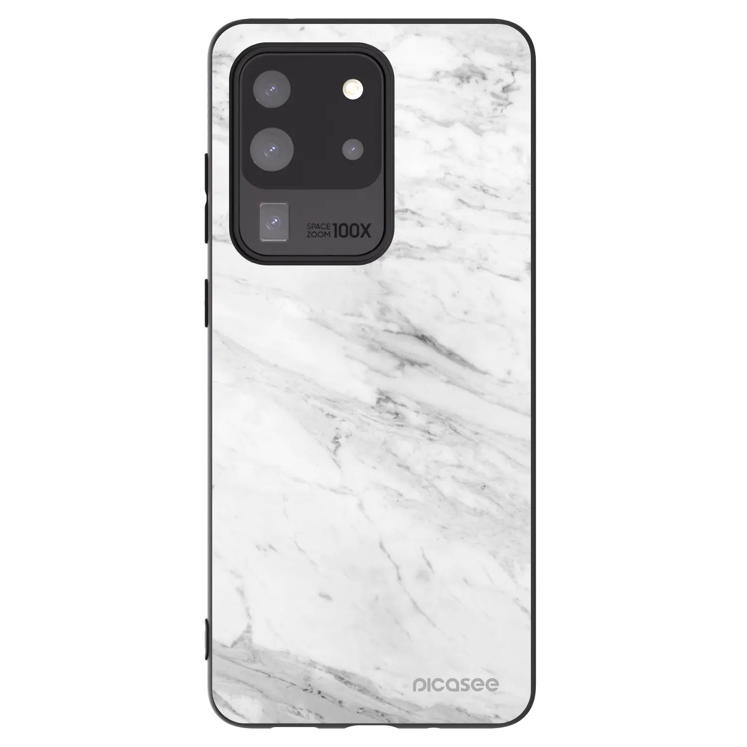 Picasee Samsung Galaxy S20 Ultra 5G G988F Hülle - Schwarzes Silikon - White marble