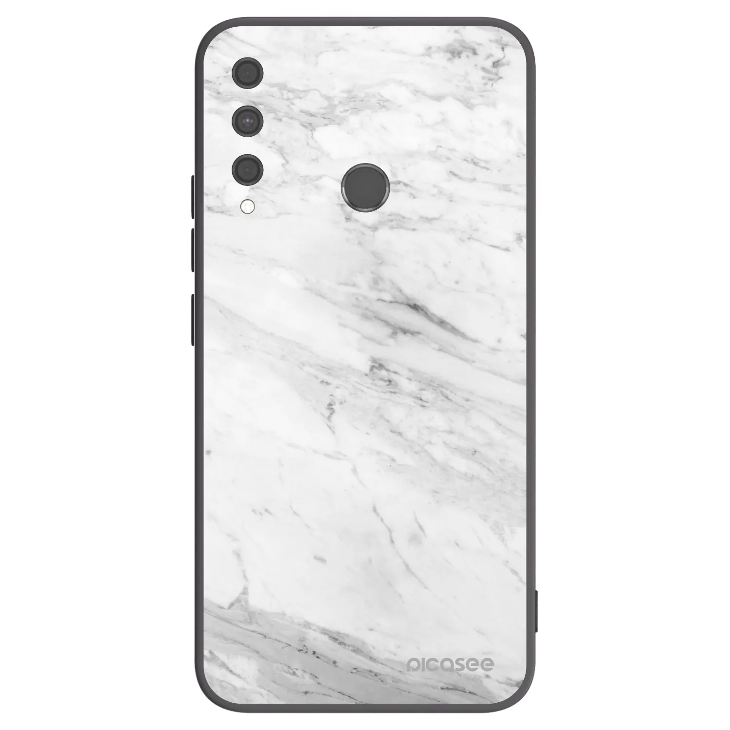 Picasee Huawei P40 Lite E Hülle - Schwarzes Silikon - White marble