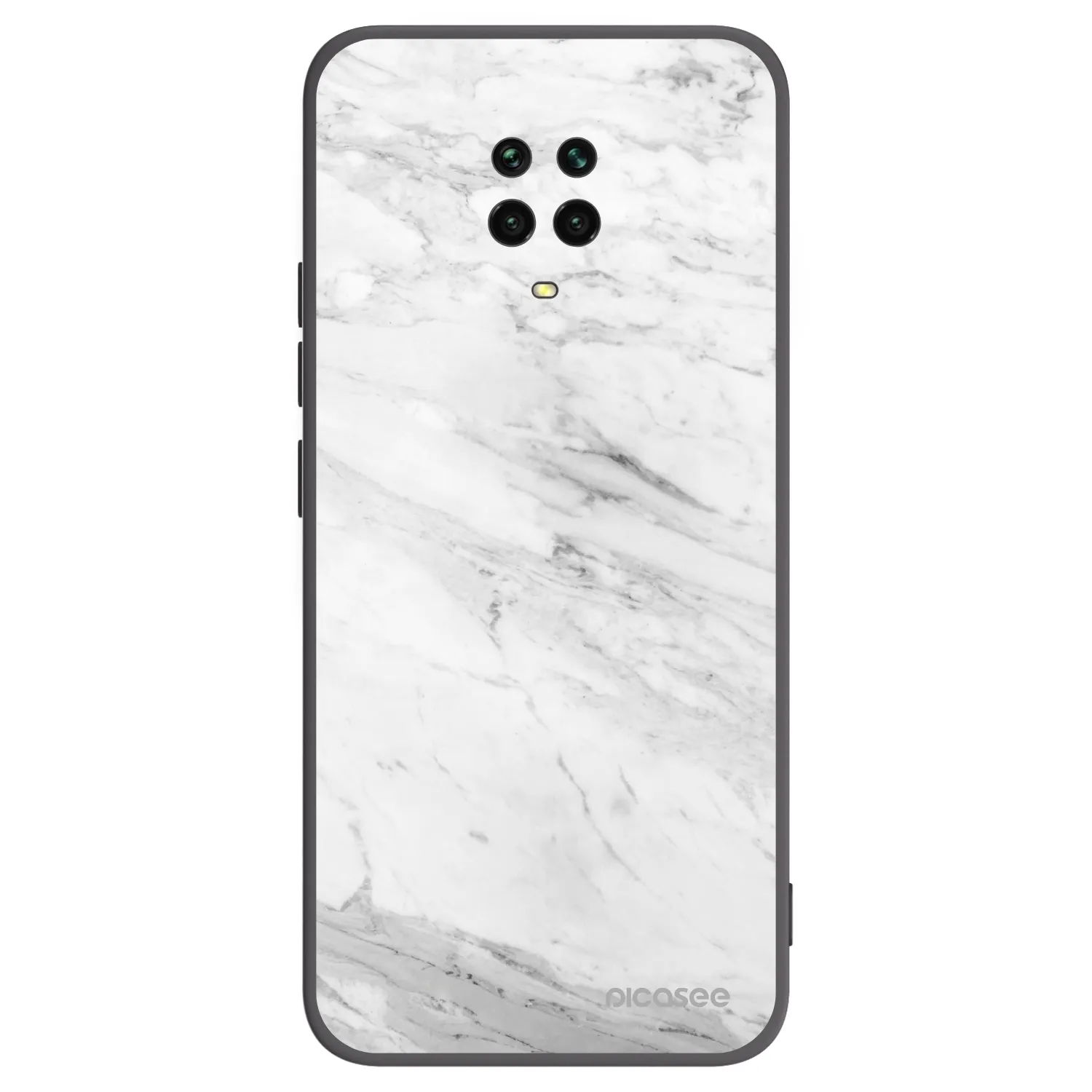 Picasee Xiaomi Redmi Note 9S Hülle - Schwarzes Silikon - White marble