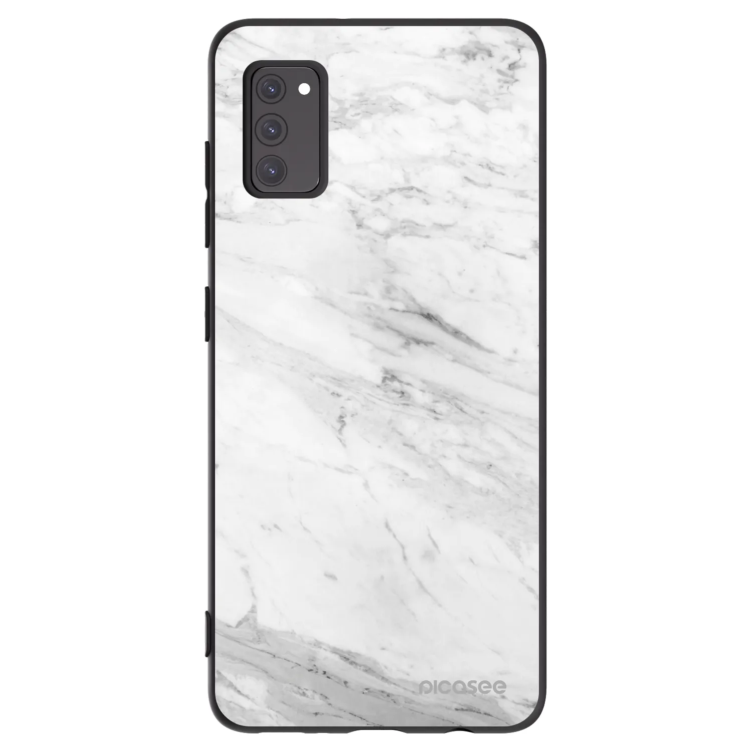 Picasee Samsung Galaxy A41 A415F Hülle - Schwarzes Silikon - White marble
