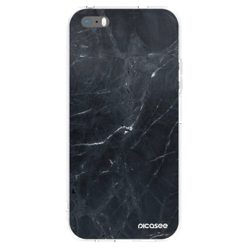 Picasee Apple iPhone 5/5S/SE Hülle - Transparentes Silikon - Black marble