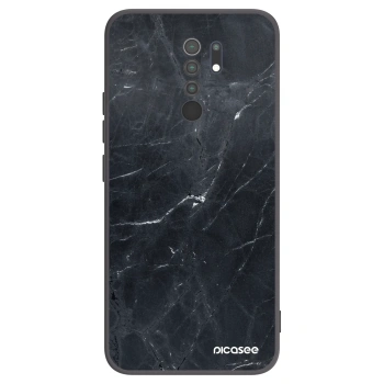 Picasee Xiaomi Redmi 9 Hülle - Schwarzes Silikon - Black marble