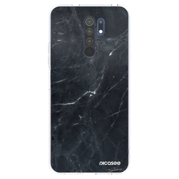 Picasee Xiaomi Redmi 9 Hülle - Transparentes Silikon - Black marble
