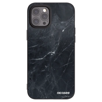 Picasee Apple iPhone 12 Pro Max Hülle - Schwarzes Silikon - Black marble