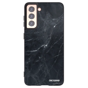 Picasee Samsung Galaxy S21 5G G991B Hülle - Schwarzes Silikon - Black marble