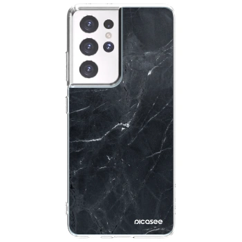 Picasee Samsung Galaxy S21 Ultra 5G G998B Hülle - Transparentes Silikon - Black marble