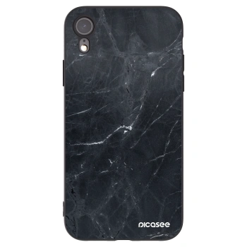 Picasee Apple iPhone XR Hülle - Schwarzes Silikon - Black marble