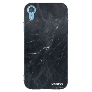 Picasee Apple iPhone XR Hülle - Transparentes Silikon - Black marble