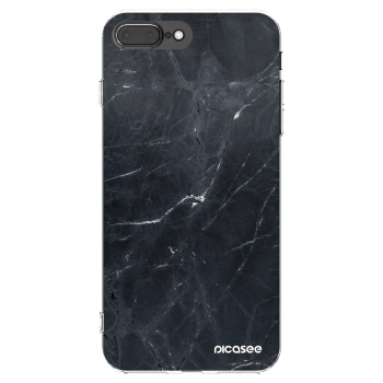 Picasee Apple iPhone 7 Plus Hülle - Transparentes Silikon - Black marble