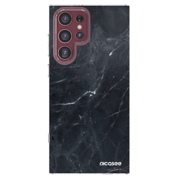 Picasee Samsung Galaxy S22 Ultra 5G Hülle - Transparentes Silikon - Black marble
