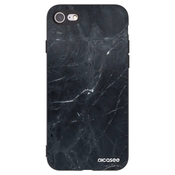 Picasee Apple iPhone SE 2022 Hülle - Schwarzes Silikon - Black marble